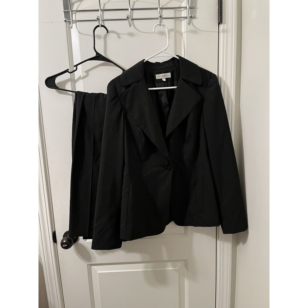 2 Pc Nine West Women's Pinstriped Pant Suit Set Outfit Size 8